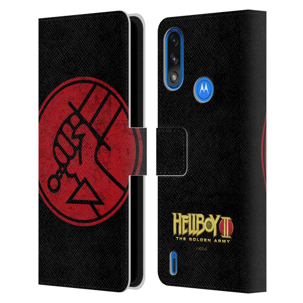 Hellboy II Graphics BPRD Distressed Leather Book Wallet Case Cover For Motorola Moto E7 Power / Moto E7i Power
