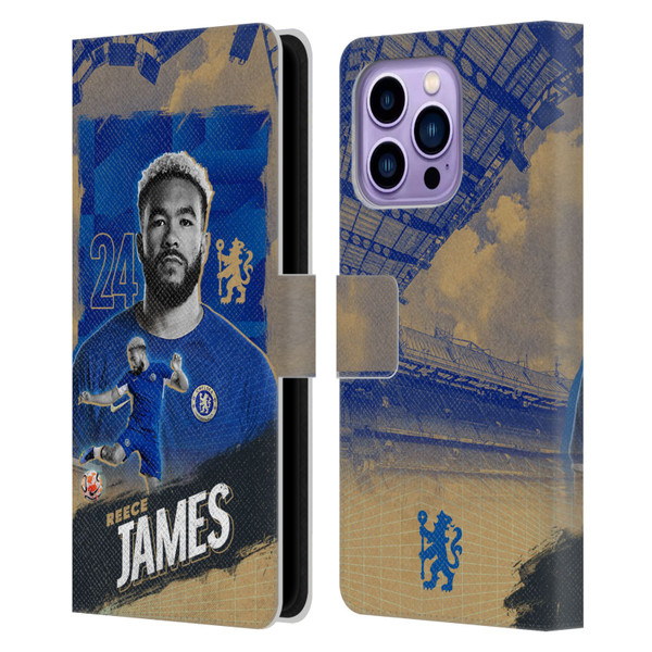 Chelsea Football Club 2023/24 First Team Reece James Leather Book Wallet Case Cover For Apple iPhone 14 Pro Max