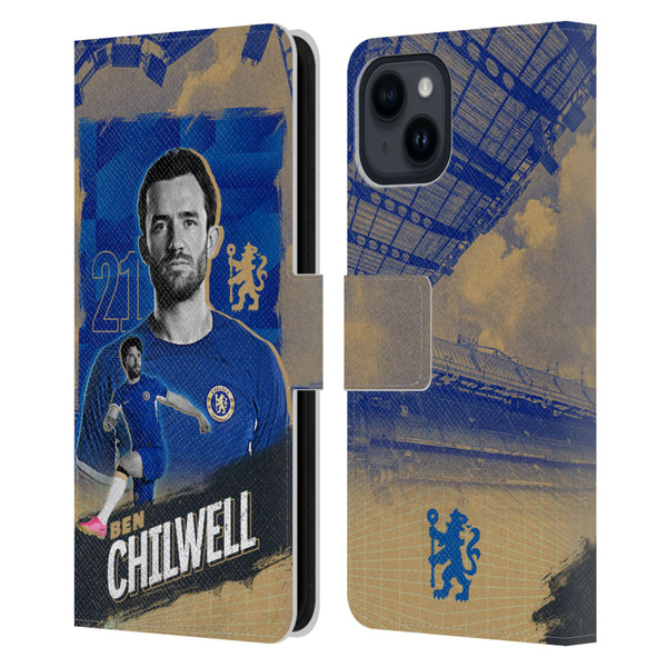 Chelsea Football Club 2023/24 First Team Ben Chilwell Leather Book Wallet Case Cover For Apple iPhone 15