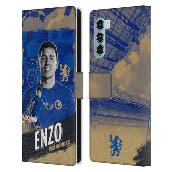 Chelsea Football Club 2023/24 First Team Enzo Fernández Leather Book Wallet Case Cover For Motorola Edge S30 / Moto G200 5G