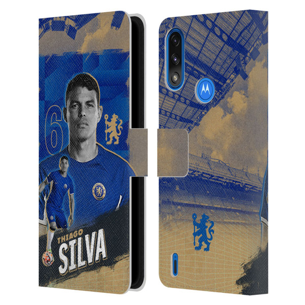 Chelsea Football Club 2023/24 First Team Thiago Silva Leather Book Wallet Case Cover For Motorola Moto E7 Power / Moto E7i Power