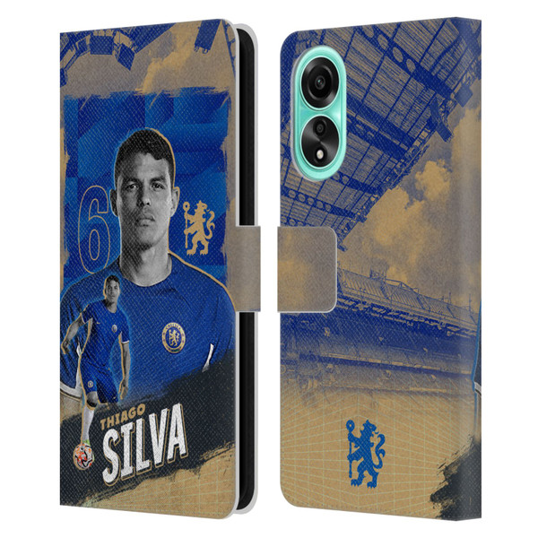 Chelsea Football Club 2023/24 First Team Thiago Silva Leather Book Wallet Case Cover For OPPO A78 4G