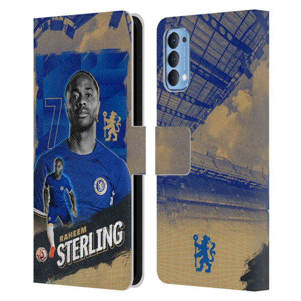 Chelsea Football Club 2023/24 First Team Raheem Sterling Leather Book Wallet Case Cover For OPPO Reno 4 5G