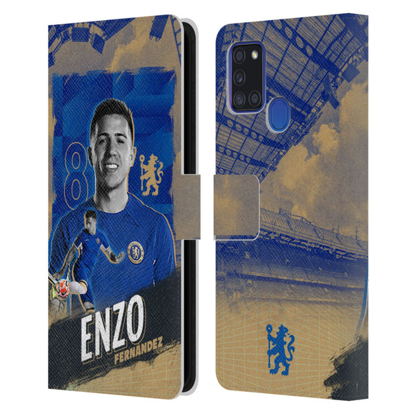Chelsea Football Club 2023/24 First Team Enzo Fernández Leather Book Wallet Case Cover For Samsung Galaxy A21s (2020)