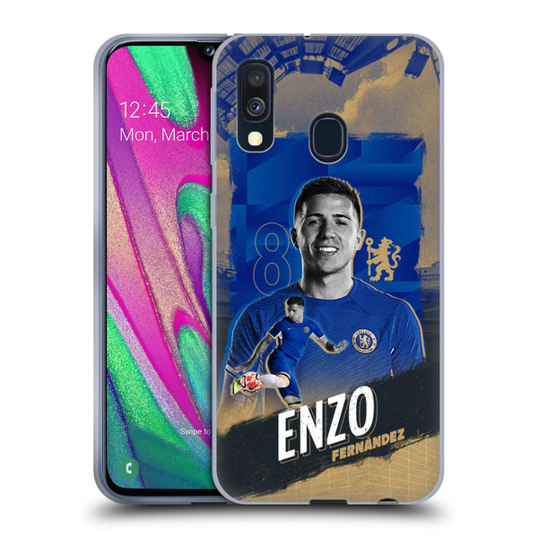 Chelsea Football Club 2023/24 First Team Enzo Fernández Soft Gel Case for Samsung Galaxy A40 (2019)