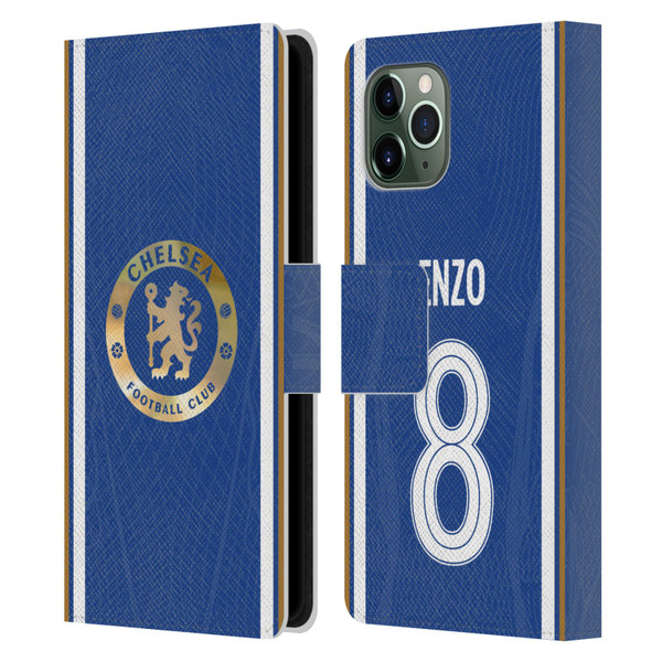 Chelsea Football Club 2023/24 Players Home Kit Enzo Fernández Leather Book Wallet Case Cover For Apple iPhone 11 Pro
