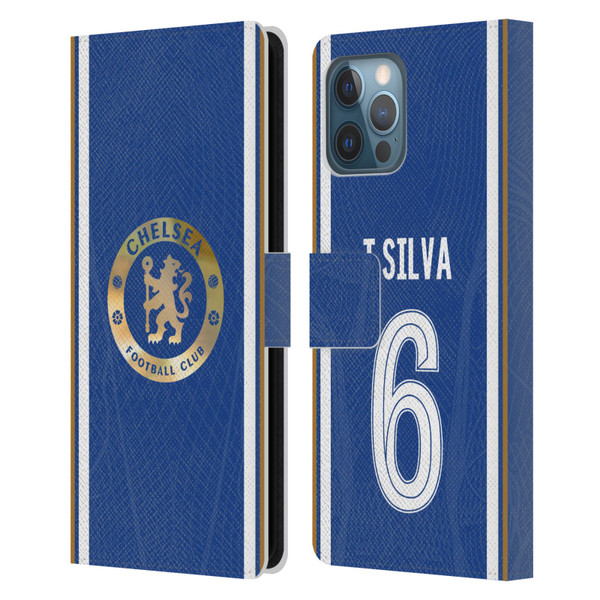Chelsea Football Club 2023/24 Players Home Kit Thiago Silva Leather Book Wallet Case Cover For Apple iPhone 12 Pro Max