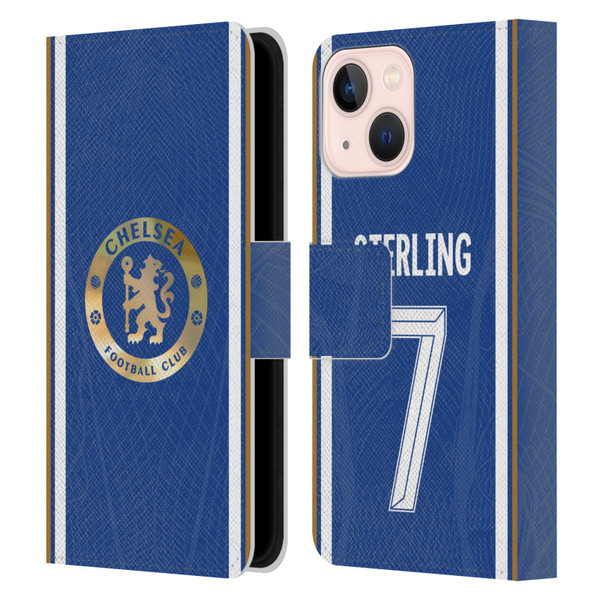 Chelsea Football Club 2023/24 Players Home Kit Raheem Sterling Leather Book Wallet Case Cover For Apple iPhone 13 Mini