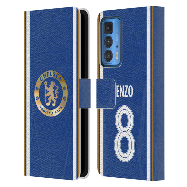 Chelsea Football Club 2023/24 Players Home Kit Enzo Fernández Leather Book Wallet Case Cover For Motorola Edge 20 Pro