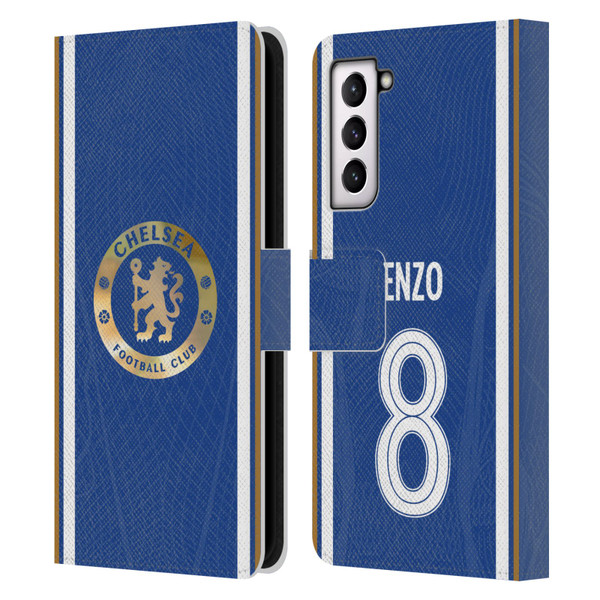 Chelsea Football Club 2023/24 Players Home Kit Enzo Fernández Leather Book Wallet Case Cover For Samsung Galaxy S21 5G