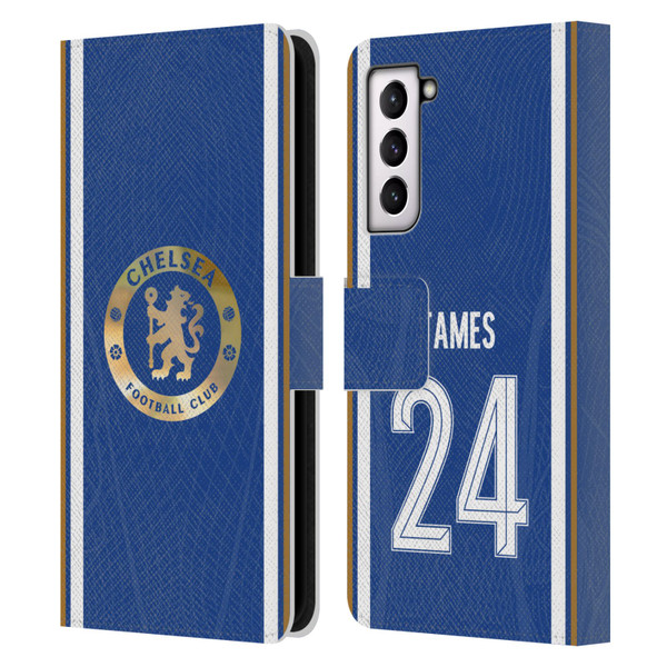 Chelsea Football Club 2023/24 Players Home Kit Reece James Leather Book Wallet Case Cover For Samsung Galaxy S21 5G