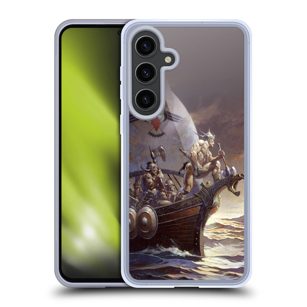 Frank Frazetta Medieval Fantasy Kane on Golden Sea Soft Gel Case for Samsung Galaxy S24+ 5G