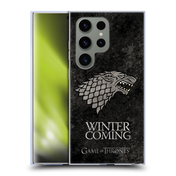 HBO Game of Thrones Dark Distressed Look Sigils Stark Soft Gel Case for Samsung Galaxy S24 Ultra 5G