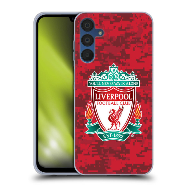 Liverpool Football Club Digital Camouflage Home Red Crest Soft Gel Case for Samsung Galaxy A15