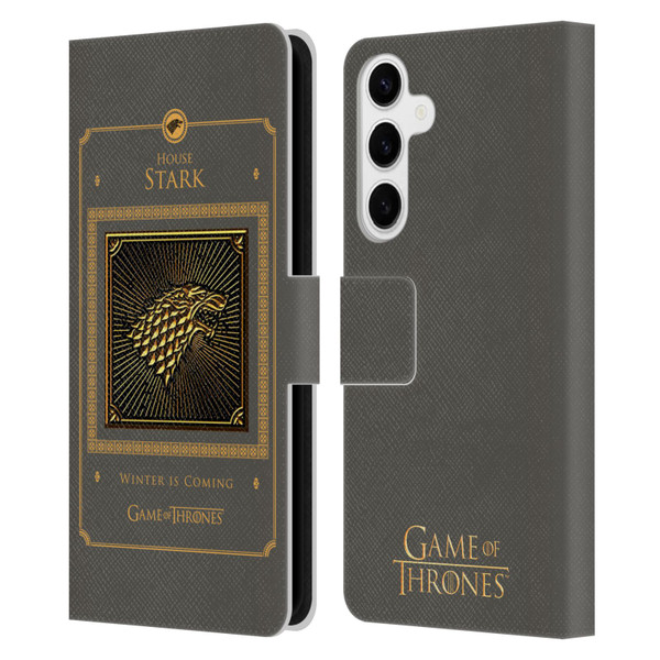 HBO Game of Thrones Golden Sigils Stark Border Leather Book Wallet Case Cover For Samsung Galaxy S24+ 5G