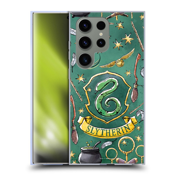Harry Potter Deathly Hallows XIII Slytherin Pattern Soft Gel Case for Samsung Galaxy S24 Ultra 5G