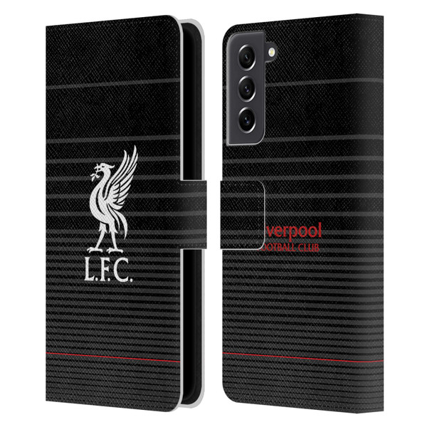 Liverpool Football Club Liver Bird White On Black Kit Leather Book Wallet Case Cover For Samsung Galaxy S21 FE 5G