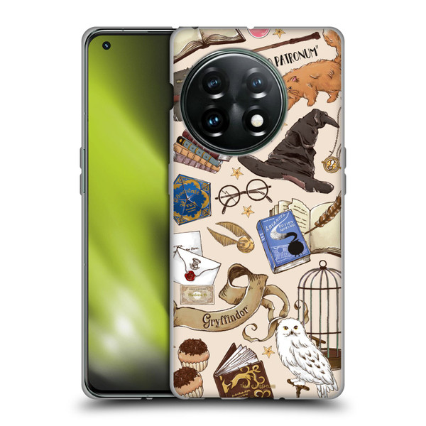 Harry Potter Deathly Hallows XXXVII Hogwarts Pattern Soft Gel Case for OnePlus 11 5G
