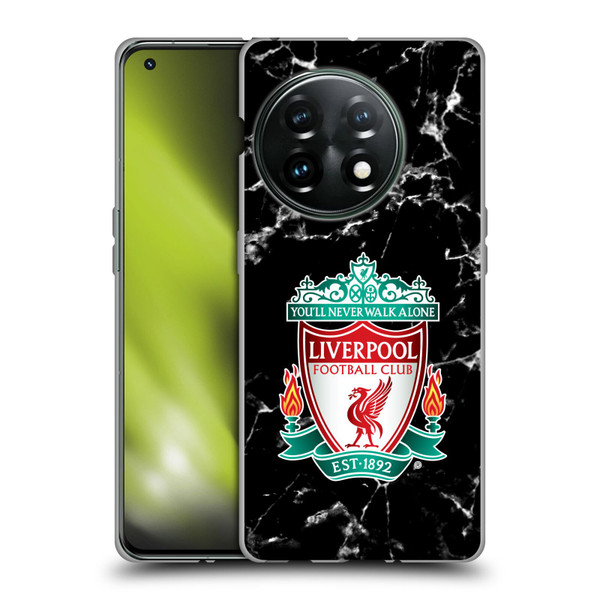 Liverpool Football Club Marble Black Crest Soft Gel Case for OnePlus 11 5G