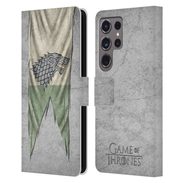 HBO Game of Thrones Sigil Flags Stark Leather Book Wallet Case Cover For Samsung Galaxy S24 Ultra 5G