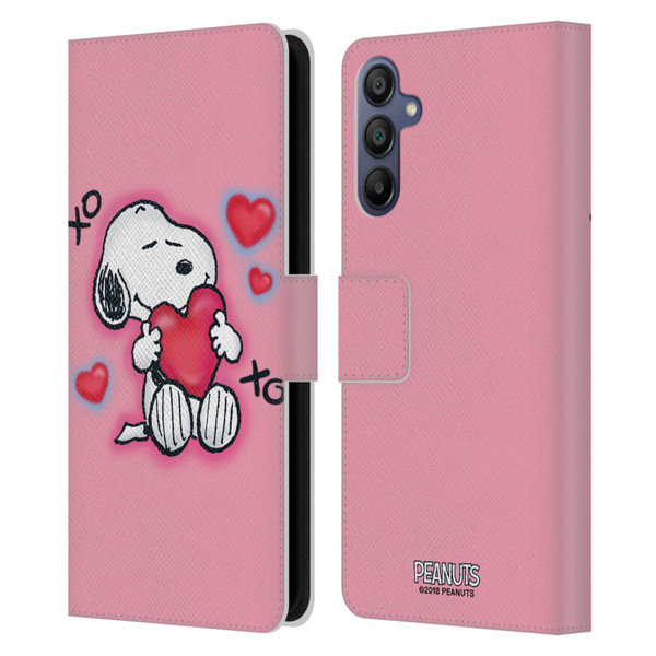Peanuts Snoopy Boardwalk Airbrush XOXO Leather Book Wallet Case Cover For Samsung Galaxy A15