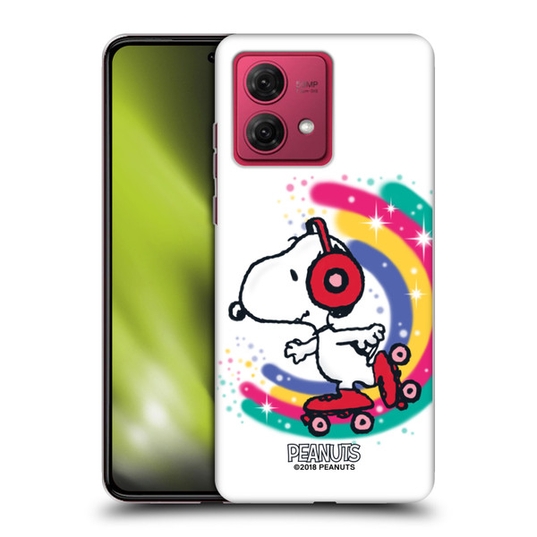 Peanuts Snoopy Boardwalk Airbrush Colourful Skating Soft Gel Case for Motorola Moto G84 5G