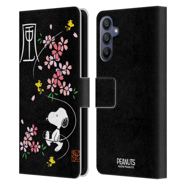 Peanuts Oriental Snoopy Cherry Blossoms Leather Book Wallet Case Cover For Samsung Galaxy A15