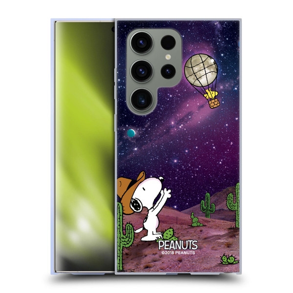 Peanuts Snoopy Space Cowboy Nebula Balloon Woodstock Soft Gel Case for Samsung Galaxy S24 Ultra 5G