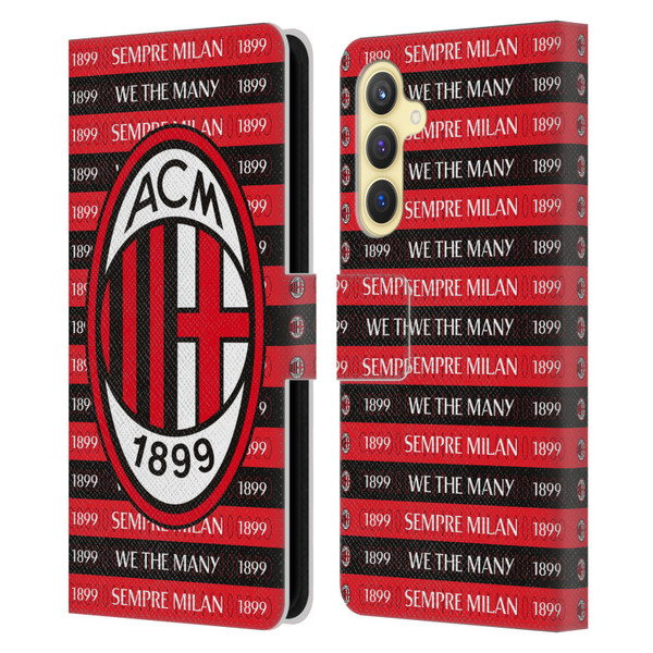 AC Milan Art Sempre Milan 1899 Leather Book Wallet Case Cover For Samsung Galaxy S23 FE 5G
