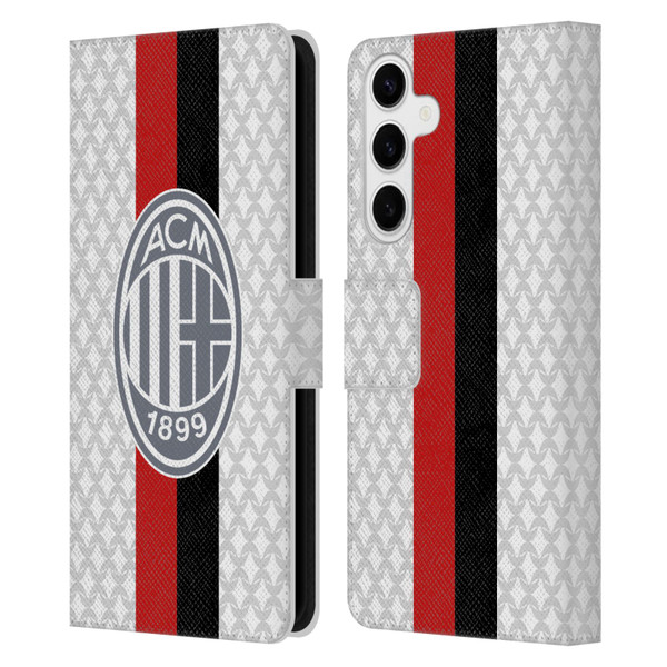 AC Milan 2023/24 Crest Kit Away Leather Book Wallet Case Cover For Samsung Galaxy S24+ 5G