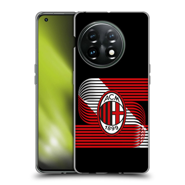AC Milan Crest Patterns Diagonal Soft Gel Case for OnePlus 11 5G