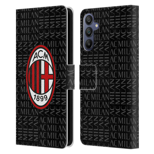 AC Milan Crest Patterns Red And Grey Leather Book Wallet Case Cover For Samsung Galaxy A15