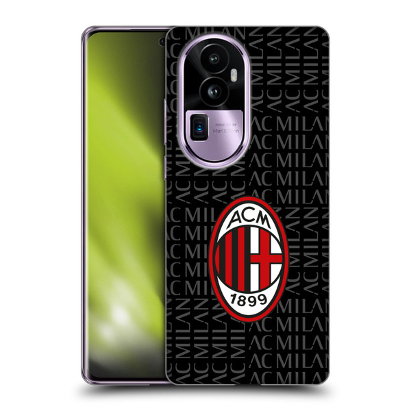 AC Milan Crest Patterns Red And Grey Soft Gel Case for OPPO Reno10 Pro+