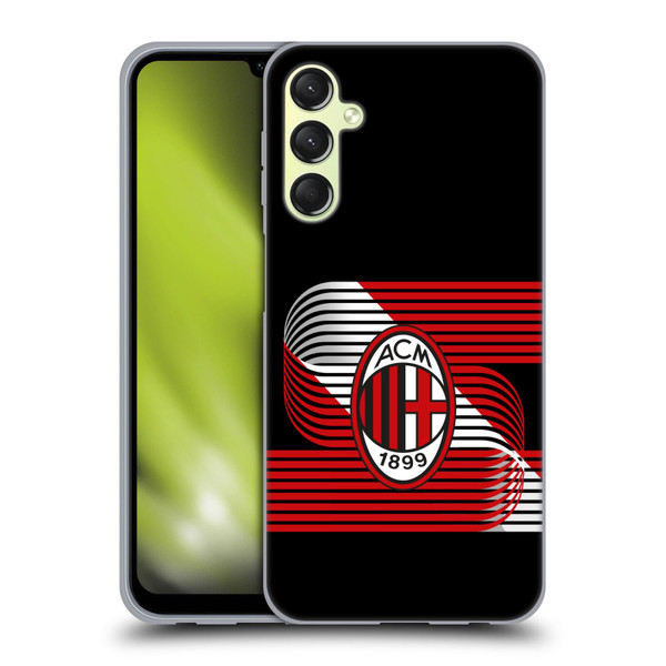 AC Milan Crest Patterns Diagonal Soft Gel Case for Samsung Galaxy A24 4G / Galaxy M34 5G