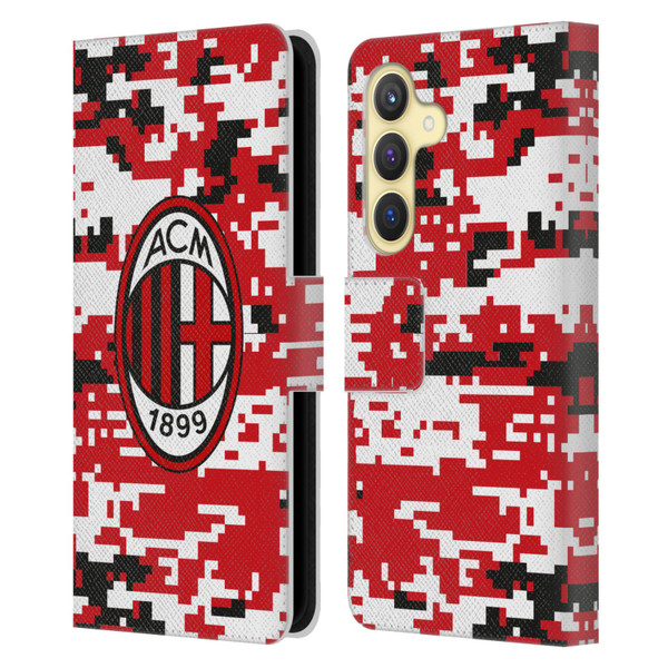 AC Milan Crest Patterns Digital Camouflage Leather Book Wallet Case Cover For Samsung Galaxy S24 5G