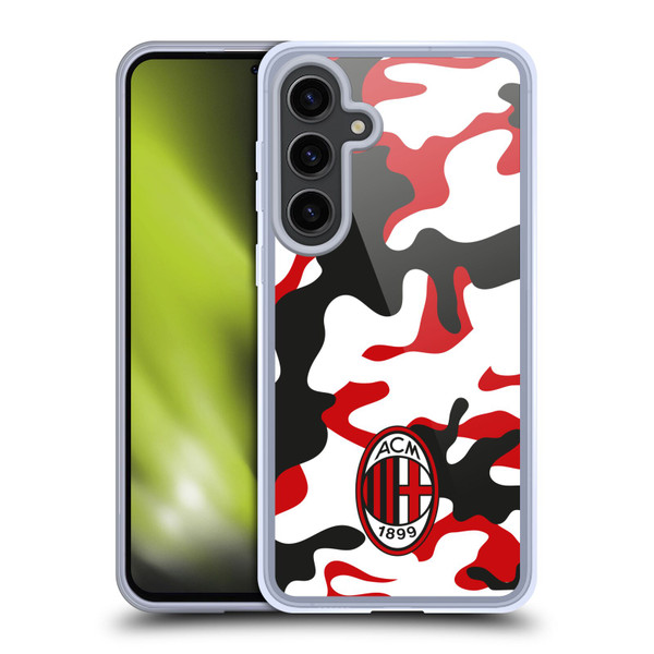 AC Milan Crest Patterns Camouflage Soft Gel Case for Samsung Galaxy S24+ 5G