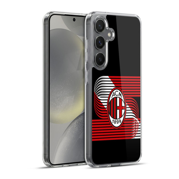 AC Milan Crest Patterns Diagonal Soft Gel Case for Samsung Galaxy S24+ 5G & MagSafe