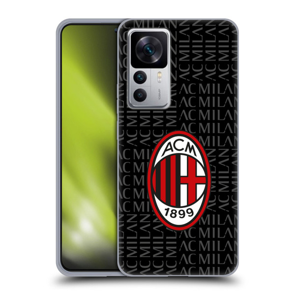 AC Milan Crest Patterns Red And Grey Soft Gel Case for Xiaomi 12T 5G / 12T Pro 5G / Redmi K50 Ultra 5G