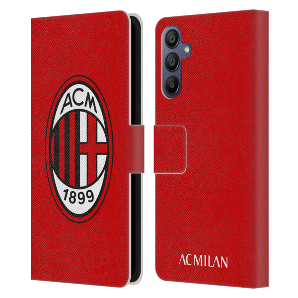 AC Milan Crest Full Colour Red Leather Book Wallet Case Cover For Samsung Galaxy A15