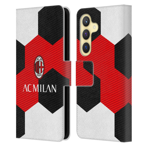 AC Milan Crest Ball Leather Book Wallet Case Cover For Samsung Galaxy S24 5G