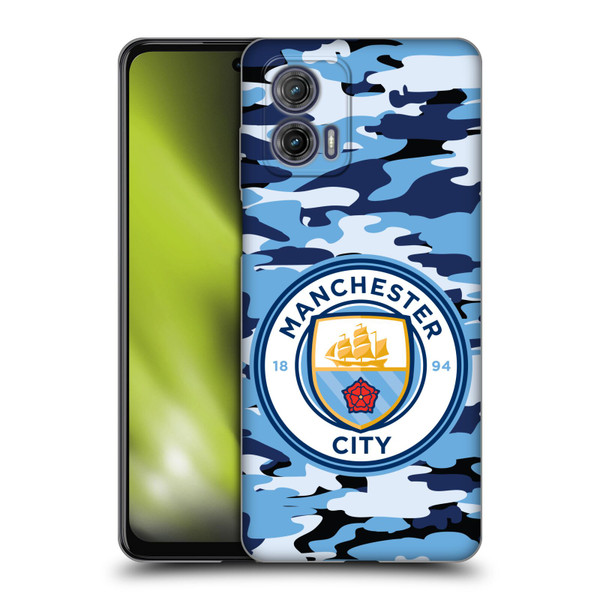 Manchester City Man City FC Badge Camou Blue Moon Soft Gel Case for Motorola Moto G73 5G
