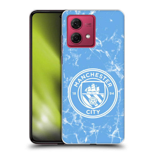 Manchester City Man City FC Marble Badge Blue White Mono Soft Gel Case for Motorola Moto G84 5G