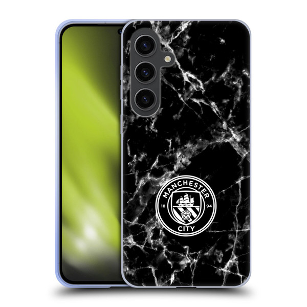 Manchester City Man City FC Marble Badge Black White Mono Soft Gel Case for Samsung Galaxy S24+ 5G