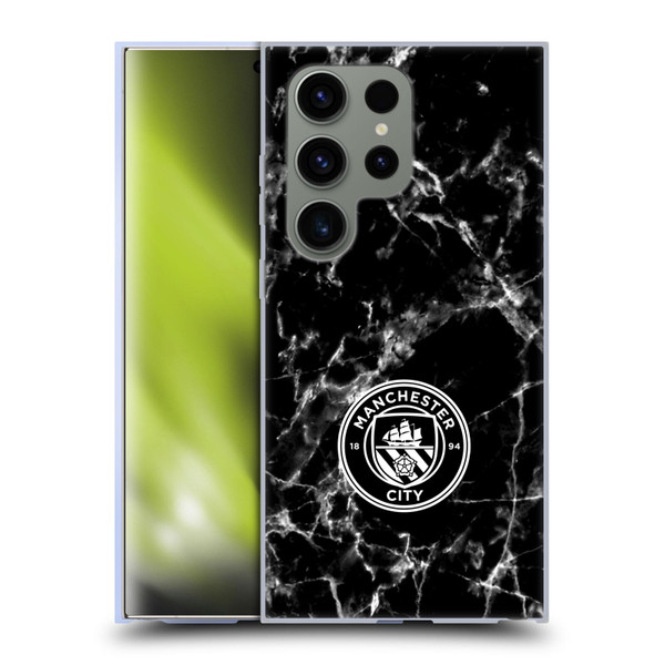 Manchester City Man City FC Marble Badge Black White Mono Soft Gel Case for Samsung Galaxy S24 Ultra 5G