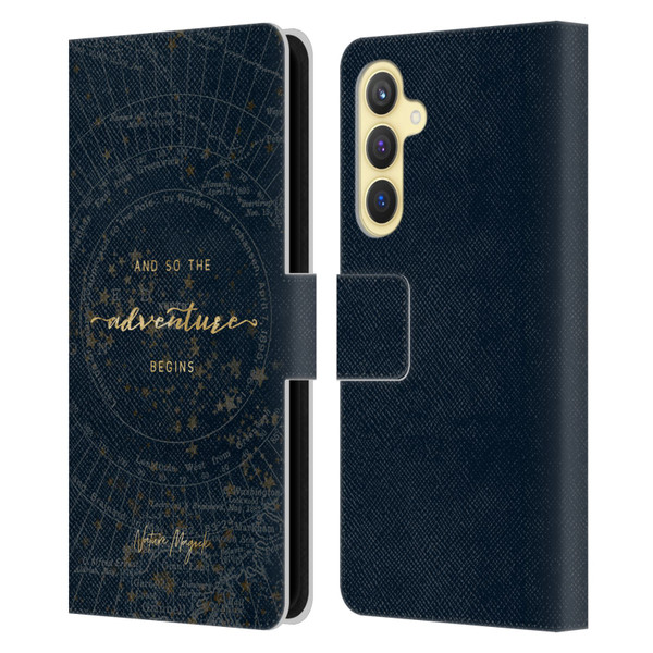 Nature Magick So The Adventure Begins Quote Star Map Leather Book Wallet Case Cover For Samsung Galaxy S23 FE 5G