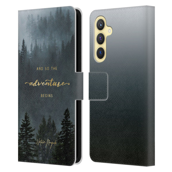Nature Magick So The Adventure Begins Quote Trees Leather Book Wallet Case Cover For Samsung Galaxy S23 FE 5G