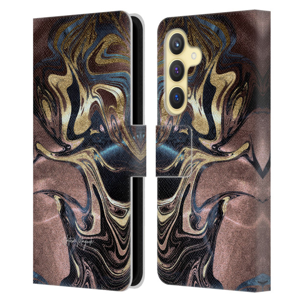 Nature Magick Luxe Gold Marble Metallic Gold Leather Book Wallet Case Cover For Samsung Galaxy S24 5G