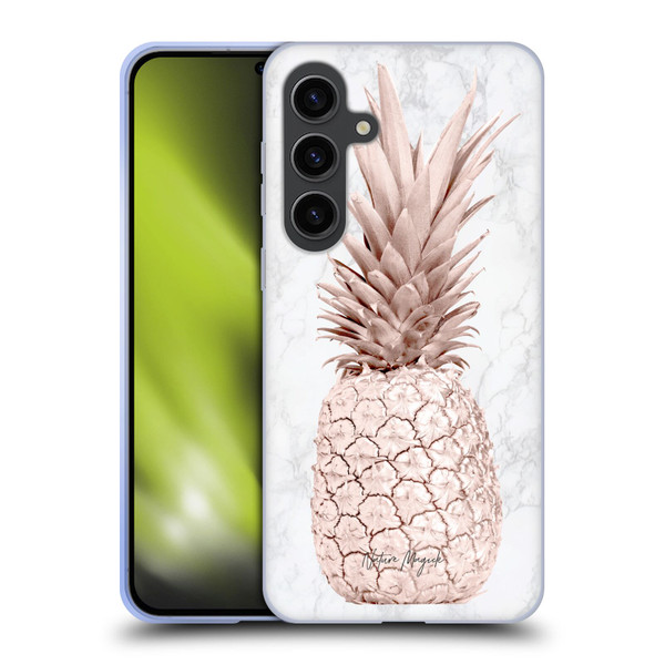 Nature Magick Rose Gold Pineapple On Marble Rose Gold Soft Gel Case for Samsung Galaxy S24+ 5G