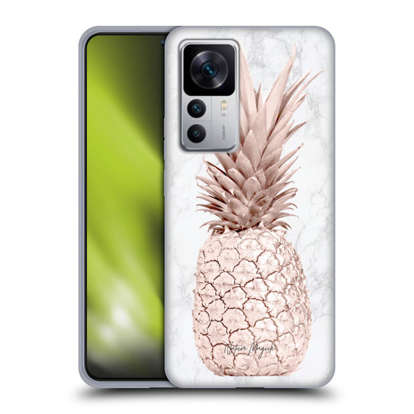 Nature Magick Rose Gold Pineapple On Marble Rose Gold Soft Gel Case for Xiaomi 12T 5G / 12T Pro 5G / Redmi K50 Ultra 5G
