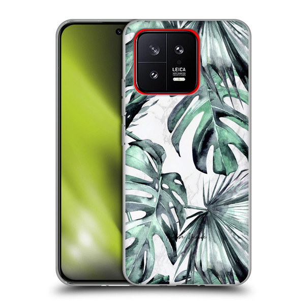 Nature Magick Tropical Palm Leaves On Marble Turquoise Green Island Soft Gel Case for Xiaomi 13 5G